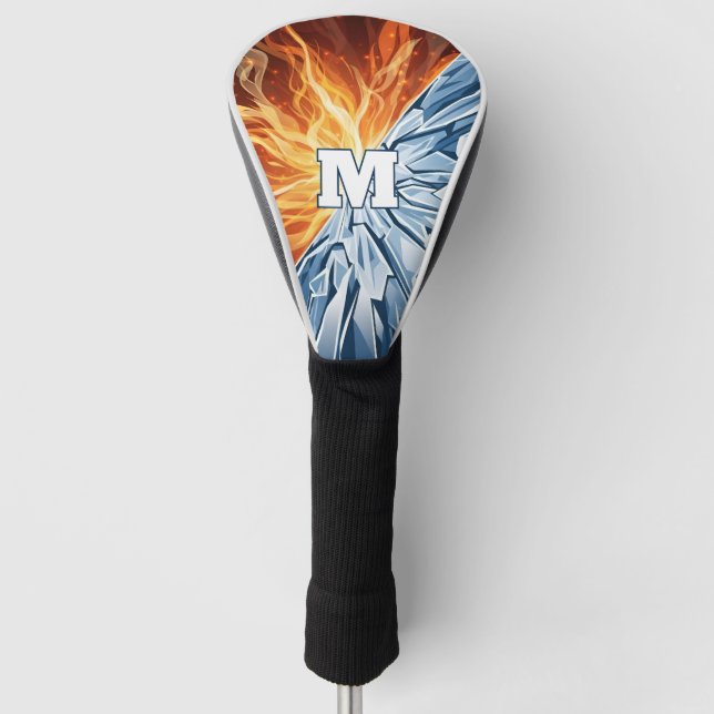 Dynamic Fire and Ice Elemental  Golf Head Cover (Front)