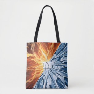Dynamic Fire and Ice Elemental Tote Bag