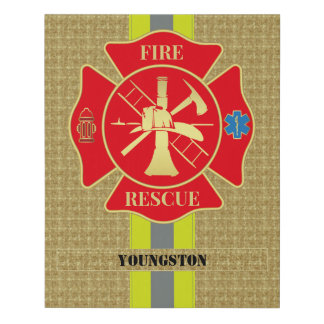 Dynamic Firefighter Maltese Cross Design Faux Canvas Print