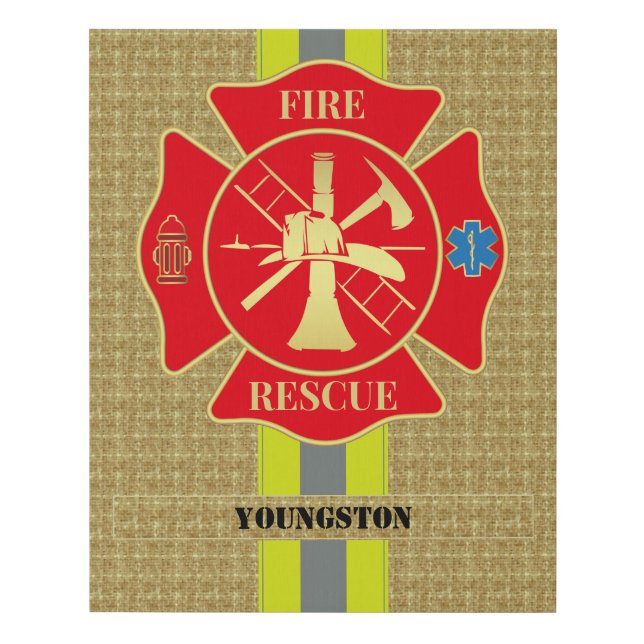 Dynamic Firefighter Maltese Cross Design Faux Canvas Print (Front)
