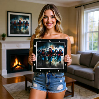 Dynamic Football Action  Square Wall Clock