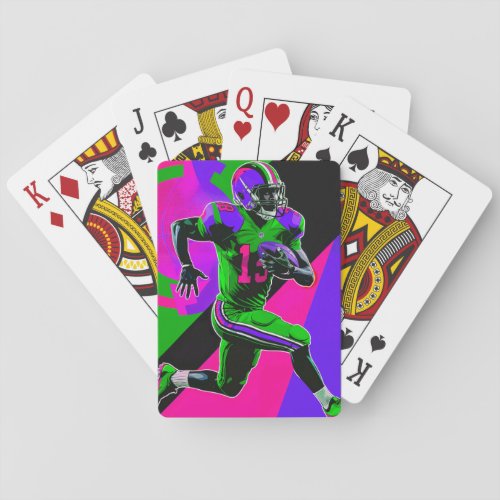 Dynamic Football Player in Action Poker Cards