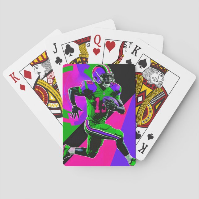 Dynamic Football Player in Action Poker Cards (Back)