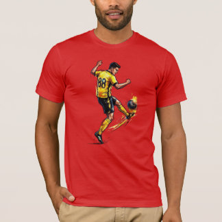 Dynamic Football Player Kicking Ball Graphic. T-Shirt