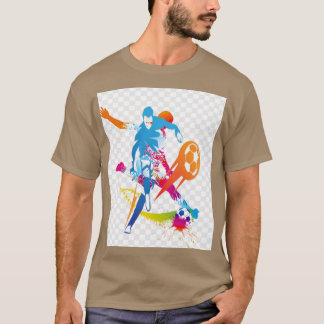 Dynamic Football Player Silhouette T-Shirt