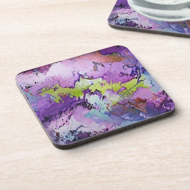 "Dynamic Fragments" Contemporary Abstract Art Beverage Coaster (Left Side)