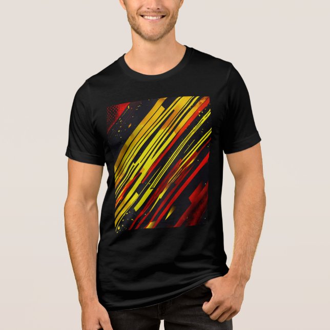 "Dynamic Fusion: Red & Yellow Abstract Sports Jers Tri-Blend Shirt (Front)