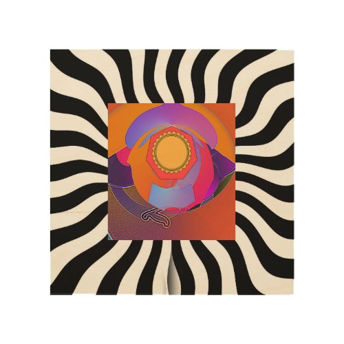 Dynamic Geo Black White Wavy Wood Wall Art