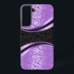 Dynamic geometric design in purple and black samsung galaxy s22  case<br><div class="desc">Elegant vintage design with a modern twist. Purple and black floral damasks geometric design. You can request this design in any color and on any product.</div>