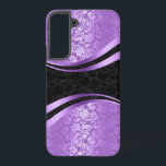 Dynamic geometric design in purple and black samsung galaxy s22  case<br><div class="desc">Elegant vintage design with a modern twist. Purple and black floral damasks geometric design. You can request this design in any color and on any product.</div>