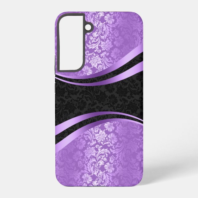 Dynamic geometric design in purple and black samsung galaxy case (Back)
