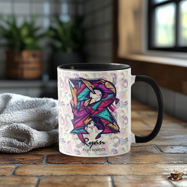 Dynamic Geometric Monogram Mug - R for Ryan (Creator Uploaded)