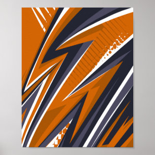 Dynamic Geometry in Orange, Black, Gray & White Poster