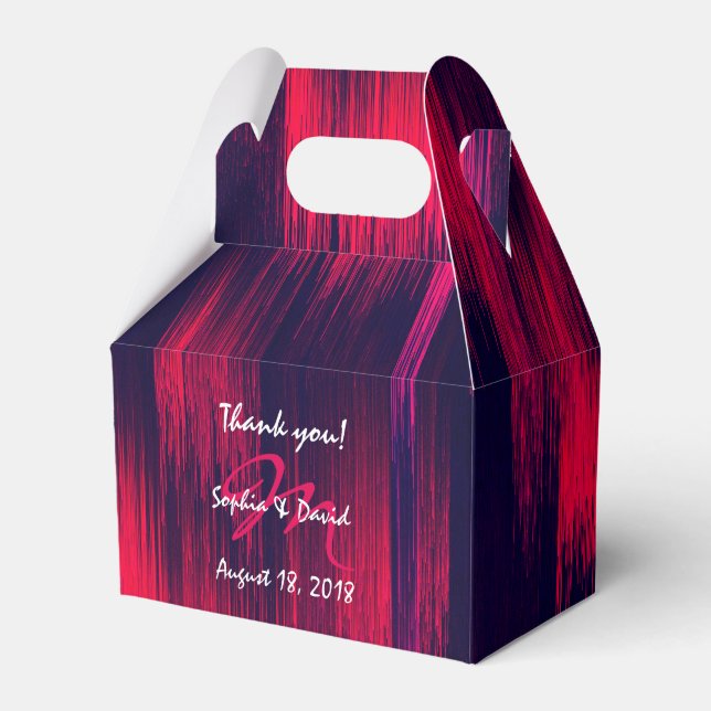 DYNAMIC - Glitch - Powerful Red and Blue+ Monogram Favor Boxes (Front Side)