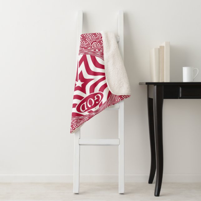 Dynamic God's Love Star Red Swirl Cozy Faith Comfy Sherpa Blanket (In Situ)