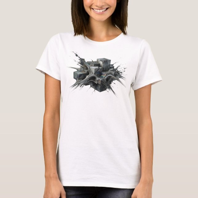 Dynamic Gold Abstract Cubes Trendy Tee (Front)