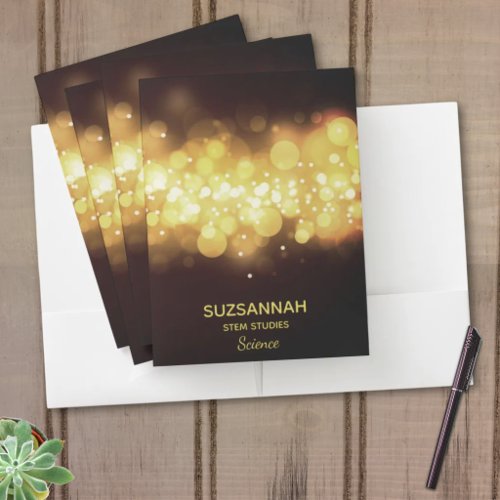Dynamic Gold Bokeh On A Dark Background Pocket Folder