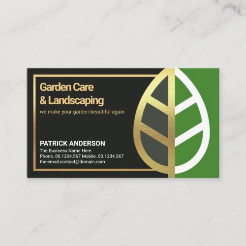 Dynamic Gold Leaf Landscape Border Garden Design Business Card