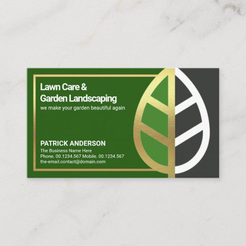 Dynamic Gold Leaf Landscape Border Lawn Care Business Card