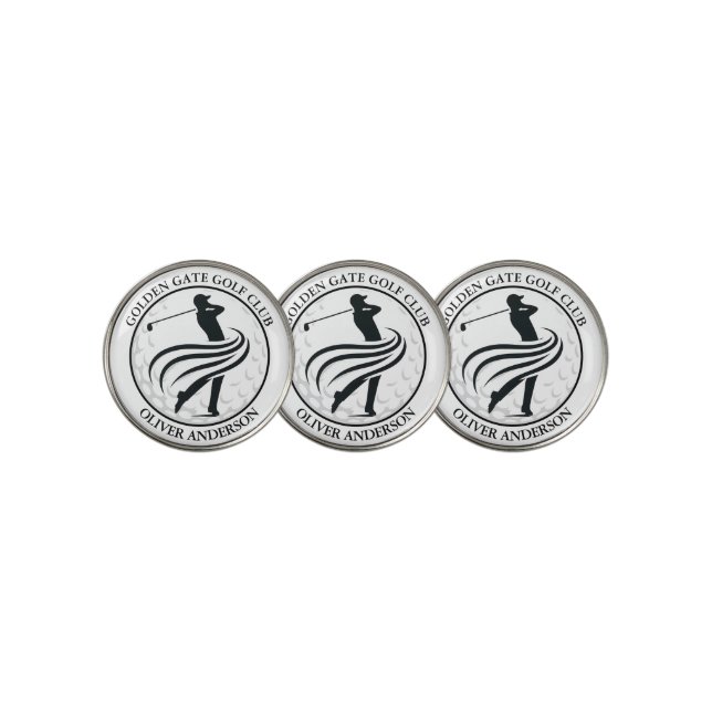 Dynamic Golfer Silhouette Personalized Golf Ball Marker (3 Up)