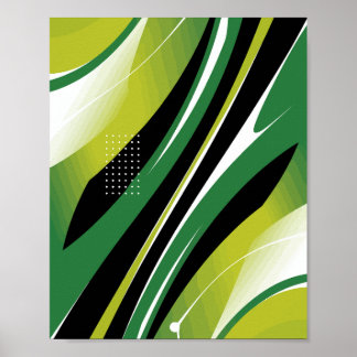 Dynamic Green Abstract with Curved Stripes Poster