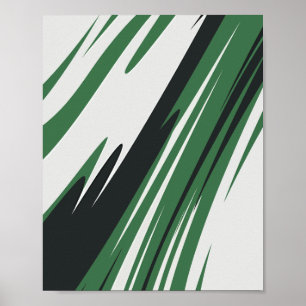 Dynamic Green and Black Abstract Streaks Poster