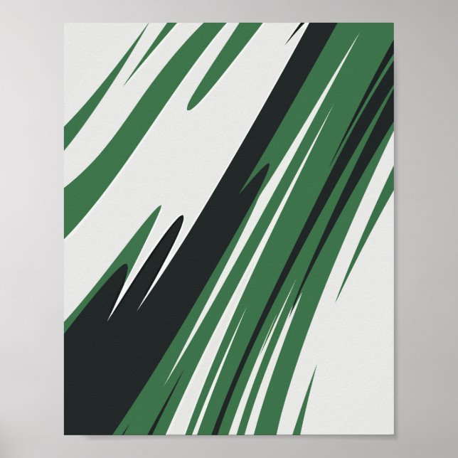Dynamic Green and Black Abstract Streaks Poster (Front)