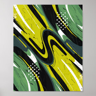 Dynamic Green and Lime Green Abstract Flow Poster