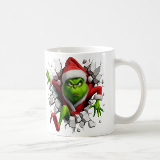 Dynamic Grinch With Festive Design Breaking wall Coffee Mug