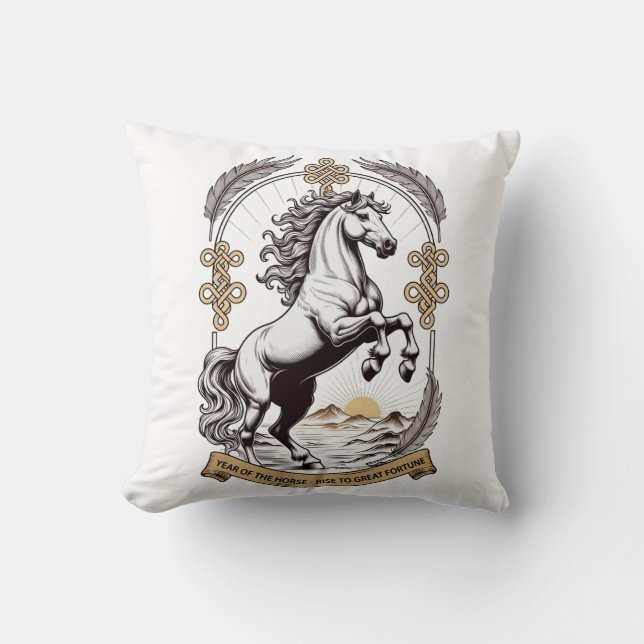 Dynamic Horse Emblem, Chinese New Year Gift Throw Pillow (Front)