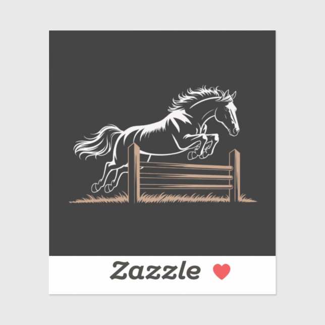 Dynamic Horse Jump Silhouette in White and Gold Sticker (Sheet)