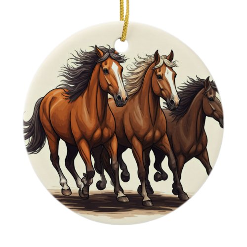 Dynamic Horse Racing Ceramic Ornament