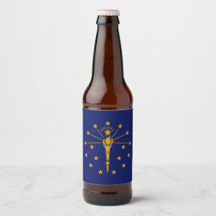 Dynamic Indiana State Flag Graphic on a Beer Bottle Label