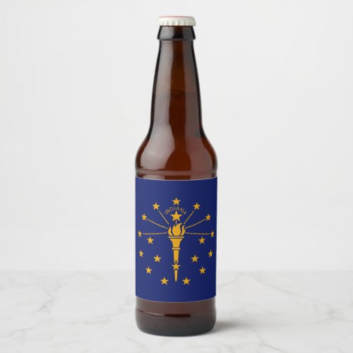 Dynamic Indiana State Flag Graphic on a Beer Bottle Label