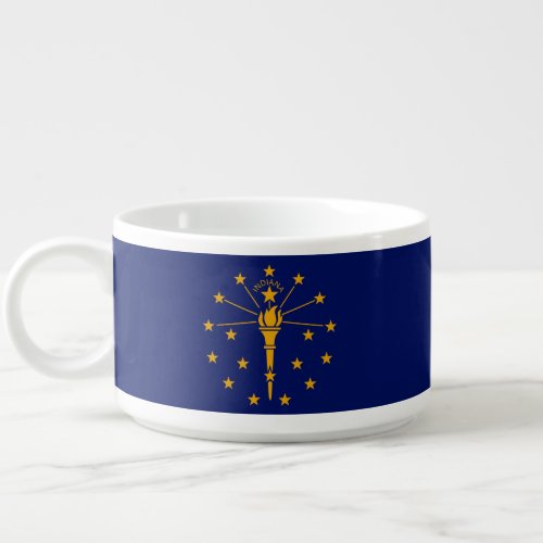 Dynamic Indiana State Flag Graphic on a Bowl