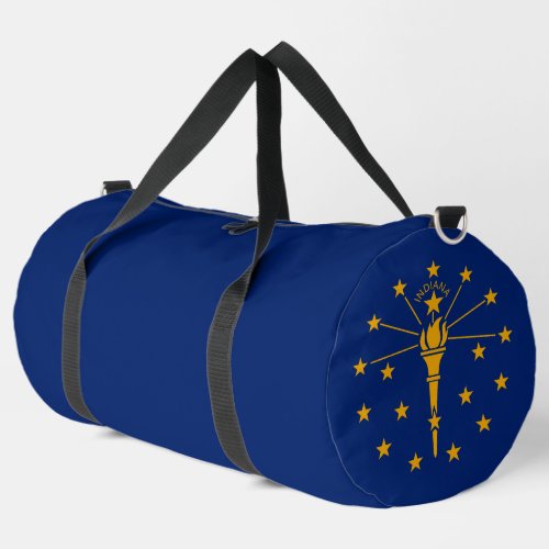 Dynamic Indiana State Flag Graphic on a Duffle Bag