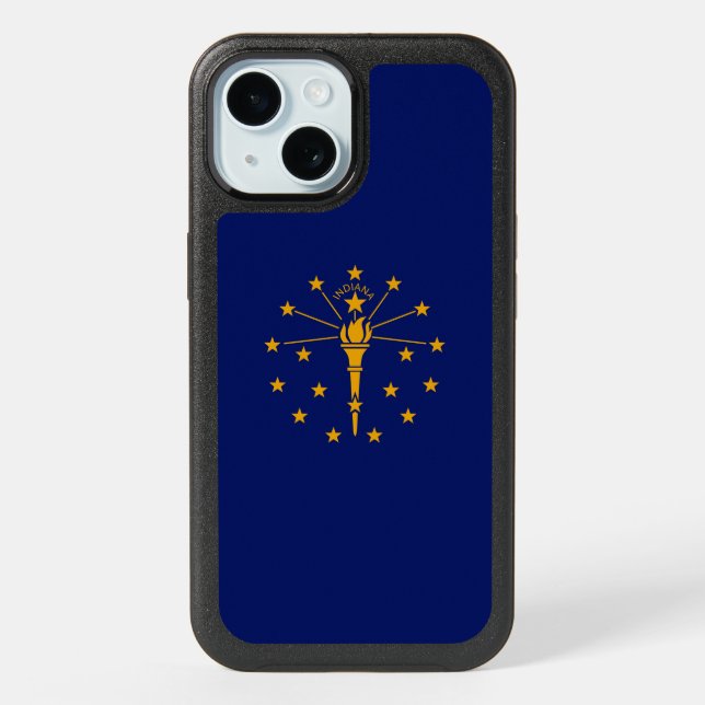 Dynamic Indiana State Flag Graphic on a iPhone 15 Case (Back)