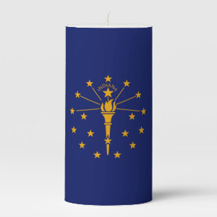Dynamic Indiana State Flag Graphic on a Pillar Candle