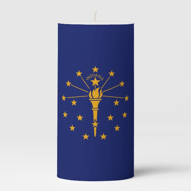 Dynamic Indiana State Flag Graphic on a Pillar Candle (Front)