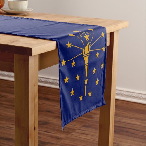 Dynamic Indiana State Flag Graphic on a Short Table Runner