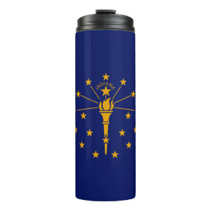 Dynamic Indiana State Flag Graphic on a Thermal Tumbler