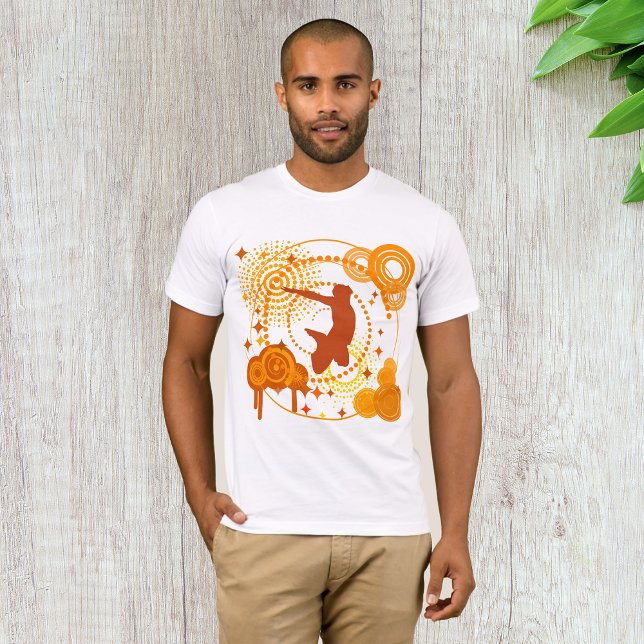 Dynamic Jump Silhouette Abstract Orange Circles T-Shirt (Creator Uploaded)
