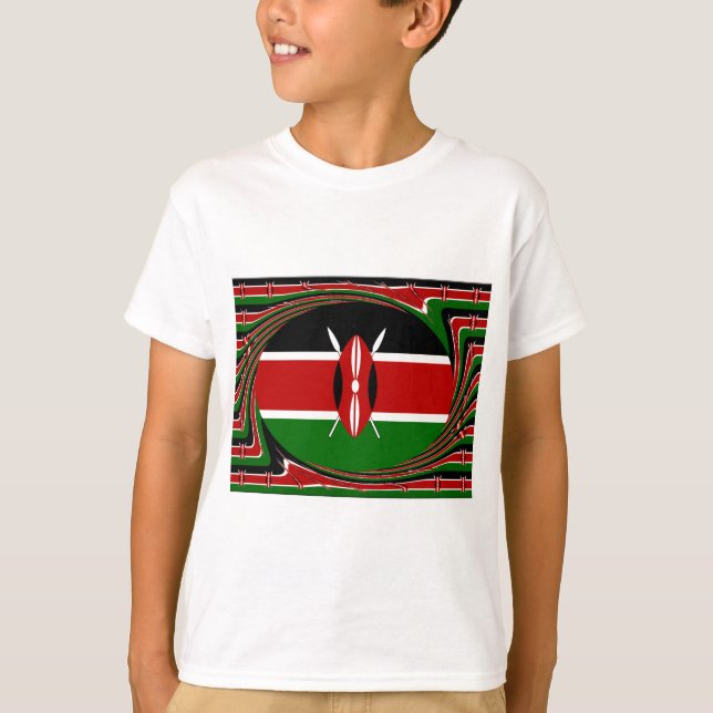  Dynamic Kenyan Flag Vector: An Energetic Design T-Shirt (Front)