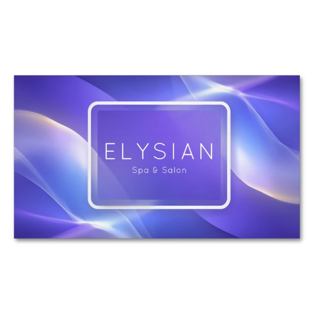 Dynamic Lavender Flowing Ribbon Cosmic Modern Business Card Magnet (Front)