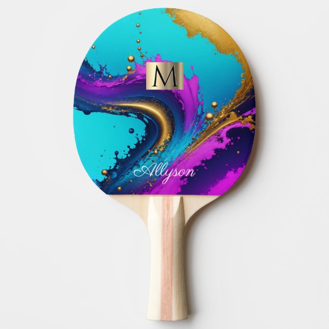 Dynamic Liquid Abstract, Name & Monogram, Vs 2 Ping Pong Paddle (Front)