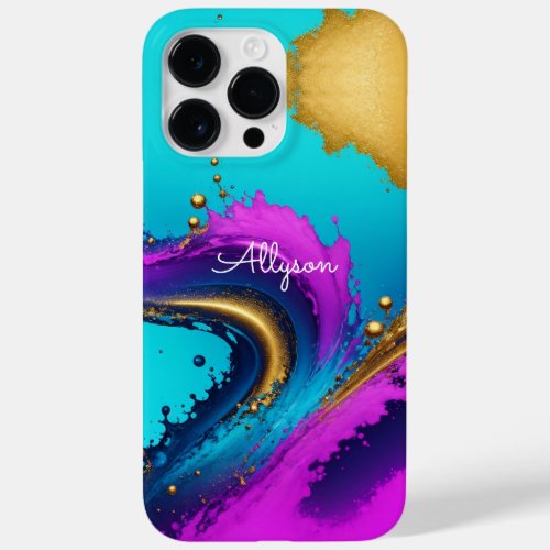Dynamic Liquid Abstract White Script Name Case_Mate iPhone 14 Pro Max Case