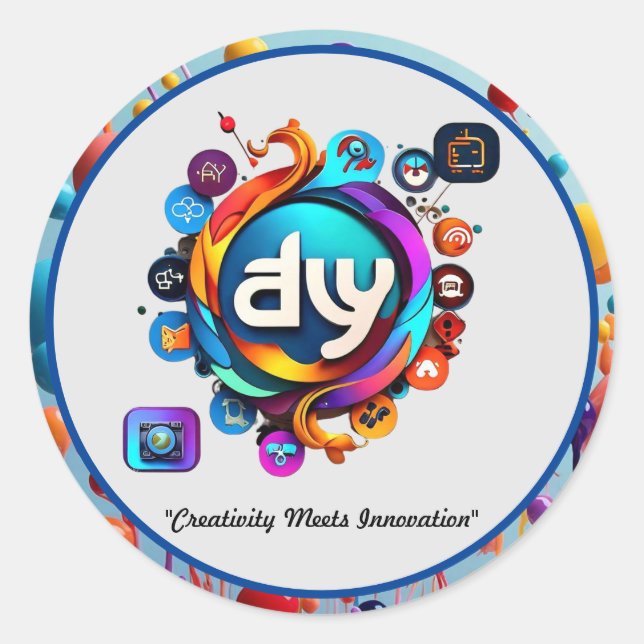 "Dynamic Logos with Creative Flair" Classic Round Sticker (Front)