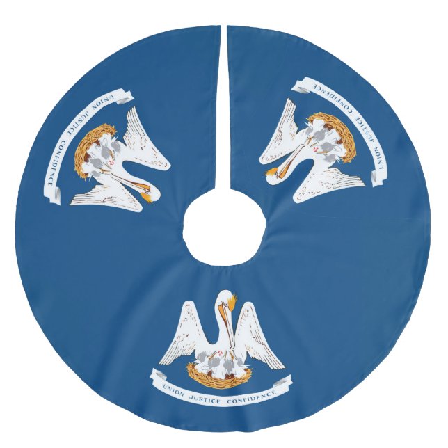Dynamic Louisiana State Flag Graphic on a Brushed Polyester Tree Skirt (Front)