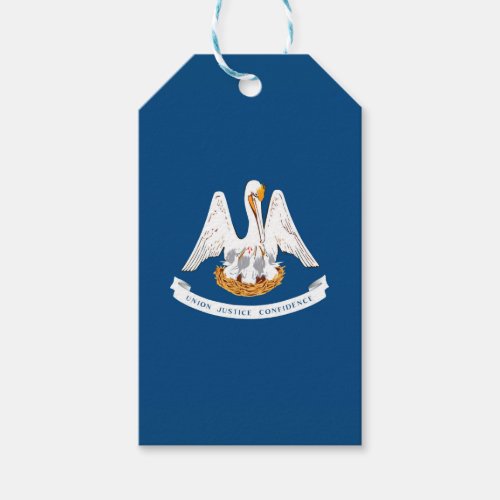 Dynamic Louisiana State Flag Graphic on a Gift Tags
