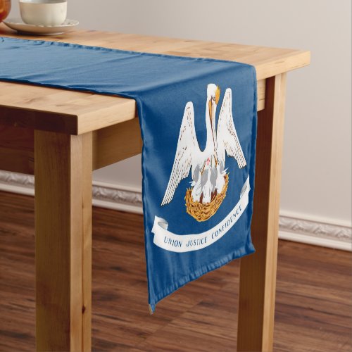 Dynamic Louisiana State Flag Graphic on a Short Table Runner
